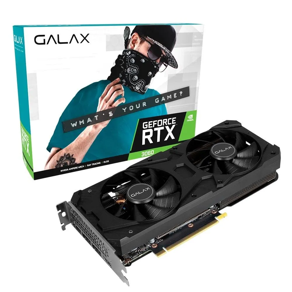 Placa De Vdeo Rtx 3060 1-Click Oc Galax Nvidia Geforce, 12gb Gddr6, Lhr, Dlss, Ray Tracing - 36nol7md1voc